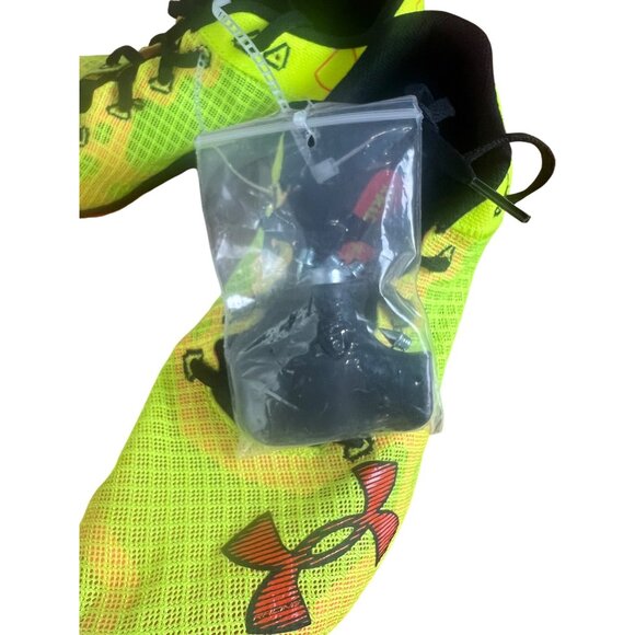 Under Armour Unixes Sprint Spikes Shoes Neon Yellow/Red Size Mens 11.5/Womens 13 - Picture 9 of 13